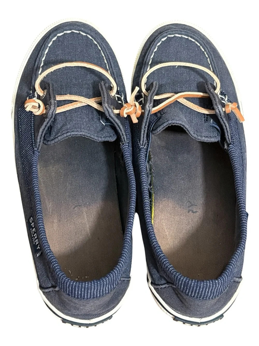 Sperry navy blue moccasin with Brown Gum Soles size 7 - Picture 4 of 9